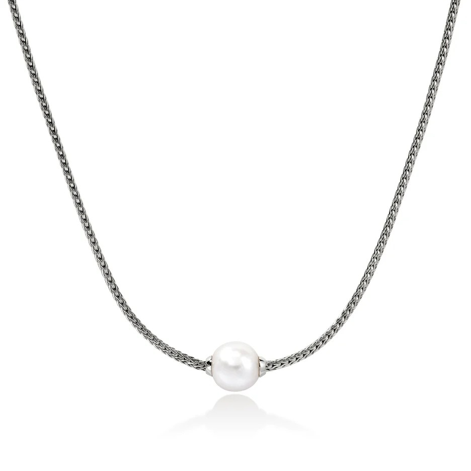 Sterling Silver Single Pearl Necklace