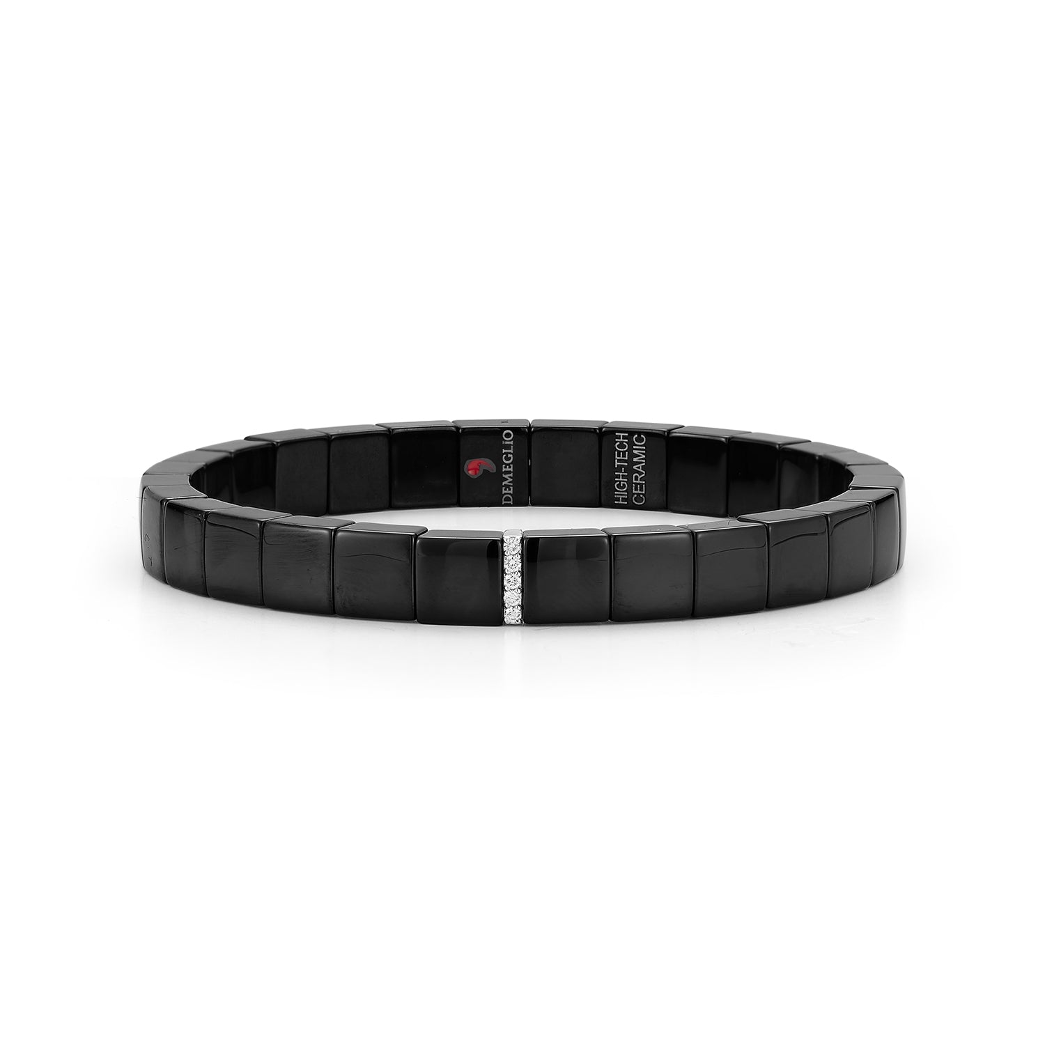 Women's Black Ceramic Diamond Stretch Bracelet