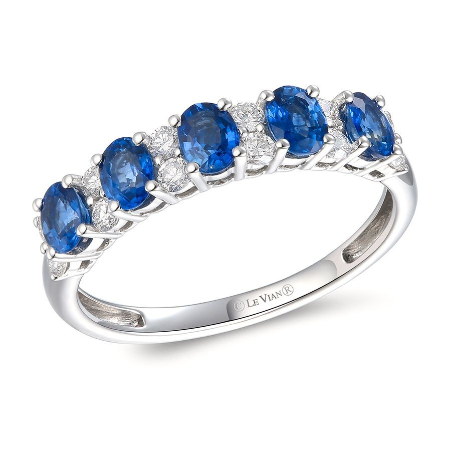 14K White Gold Sapphire Contemporary Ring