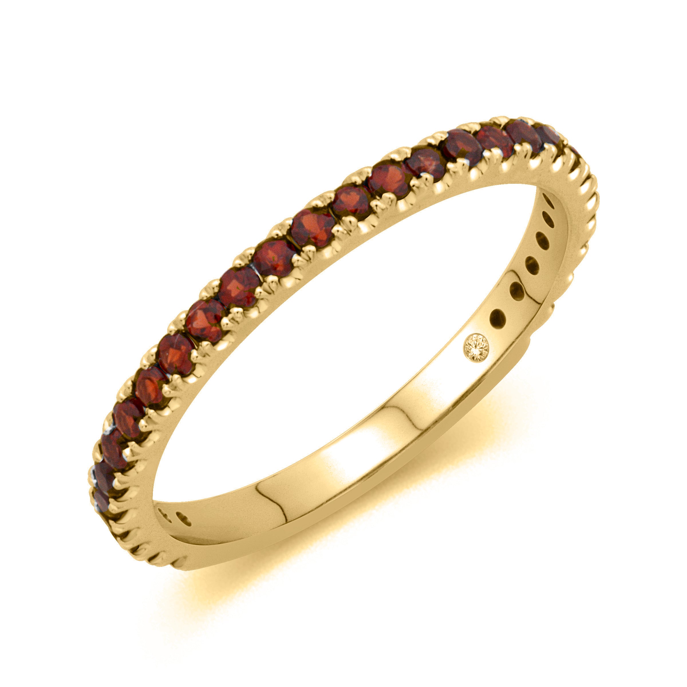 14K Yellow Gold Garnet Stackable Ring