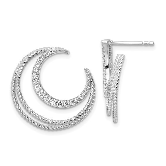 Sterling Silver CZ Hoop Earrings