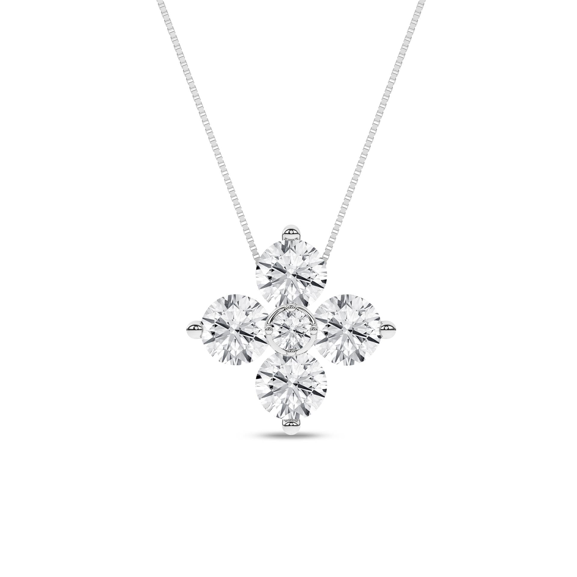 14K White Gold Lab Grown Diamond Flower Pendant
