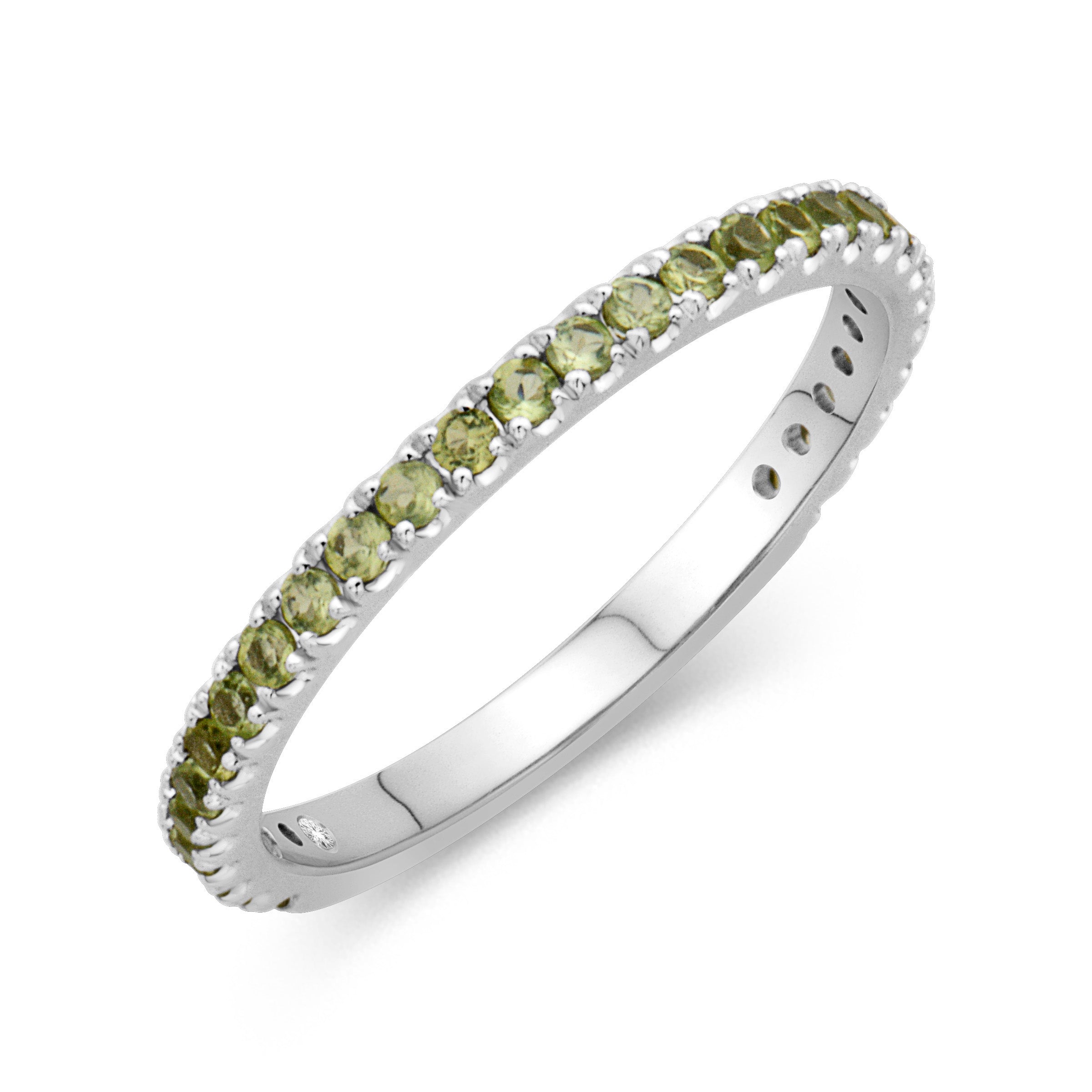14K White Gold Peridot Stackable Ring