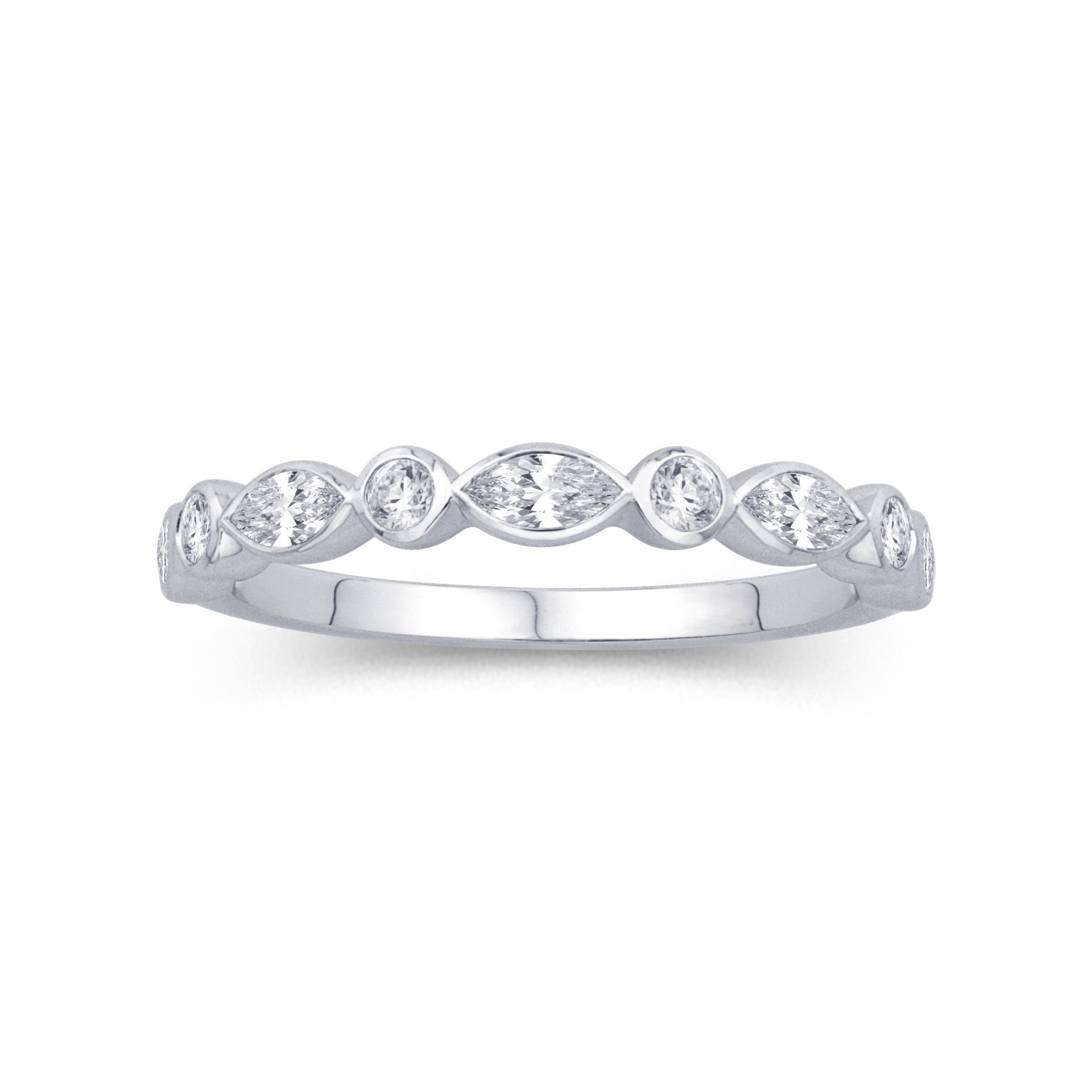 Women's 14K White Gold Diamond Bezel Set Band