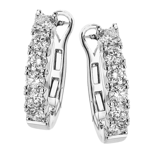 18K White Gold Diamond Hoop Earrings