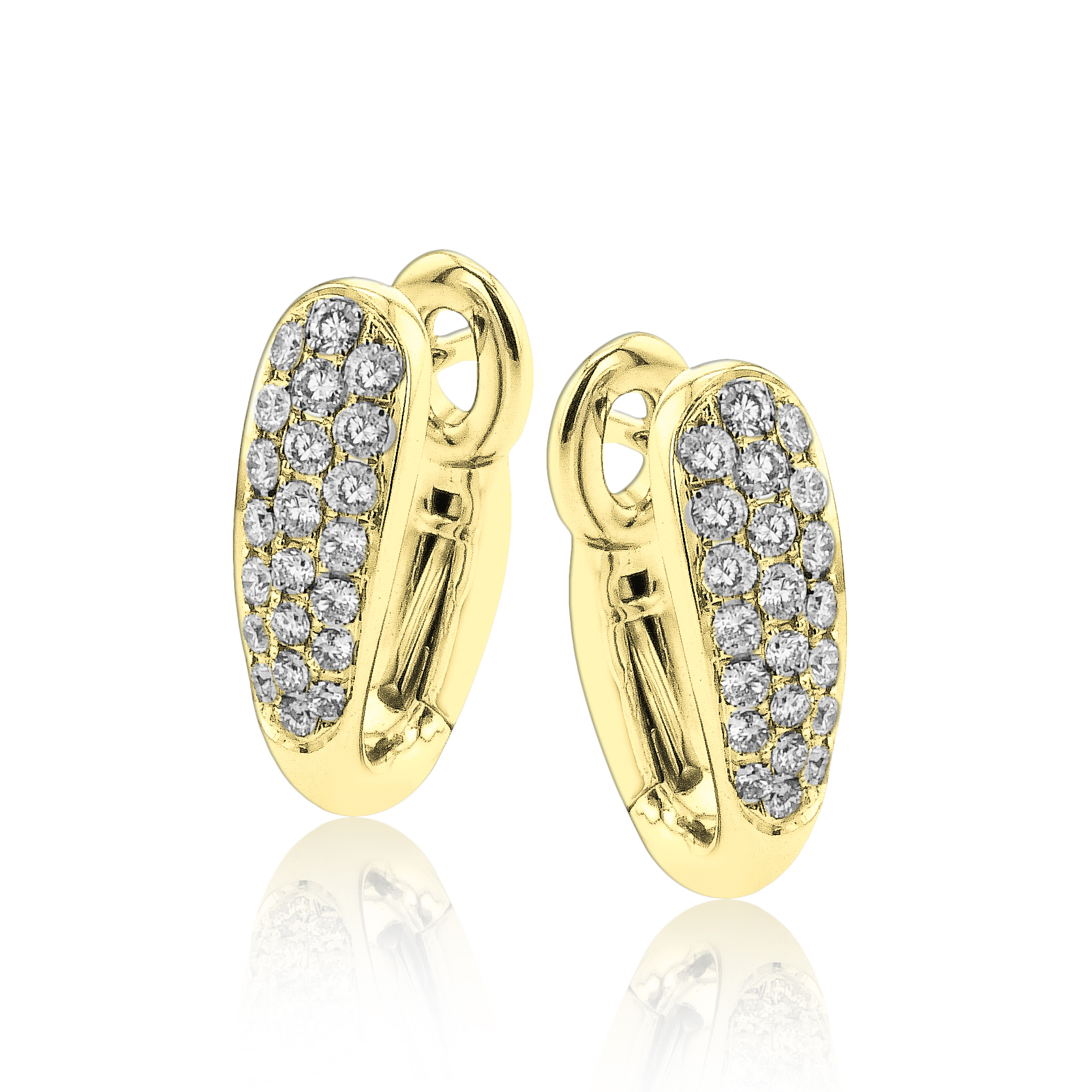 14K Yellow Gold Diamond Hoop Earrings