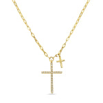 14K Yellow Gold Diamond Cross Pendant