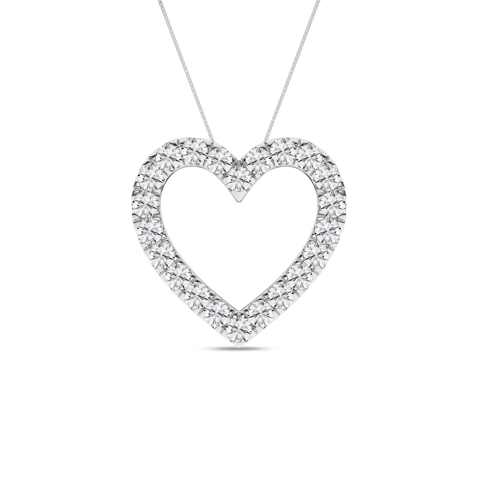 14K White Gold Lab Grown Diamond Heart Pendant