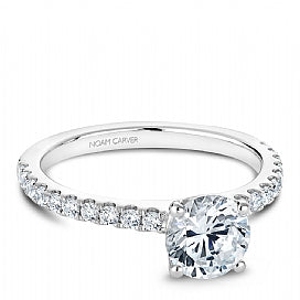 14K White Gold Diamond Accented Engagement Ring