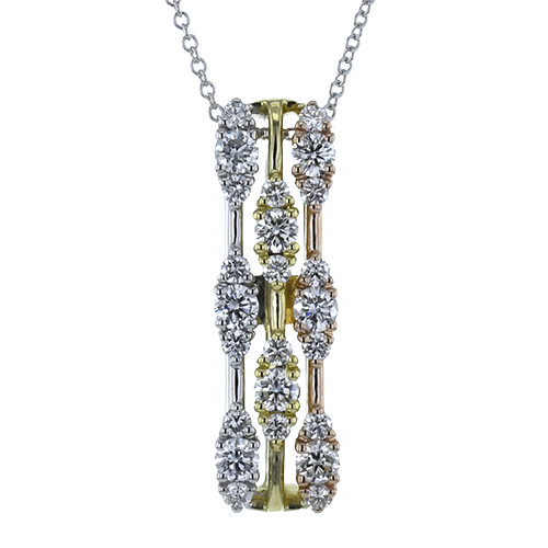 18K Three Tone Diamond Drop Pendant