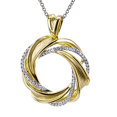 18K Two Tone Diamond Circle Pendant