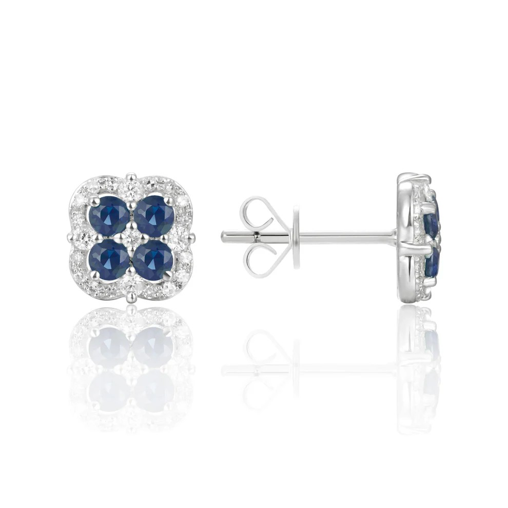 14K White Gold Diamond Stud Earrings