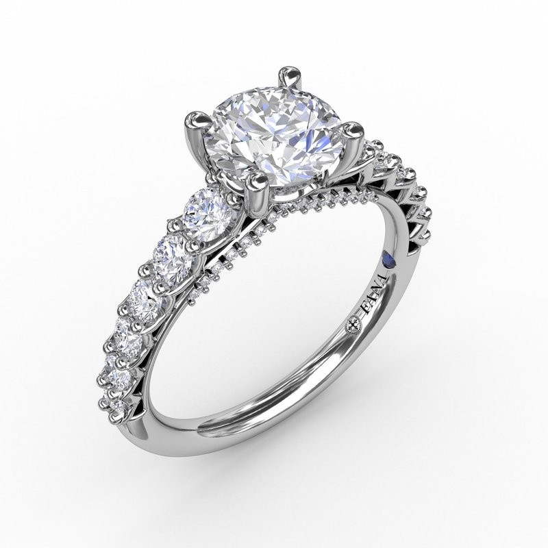 14K White Gold Diamond Accented Engagement Ring