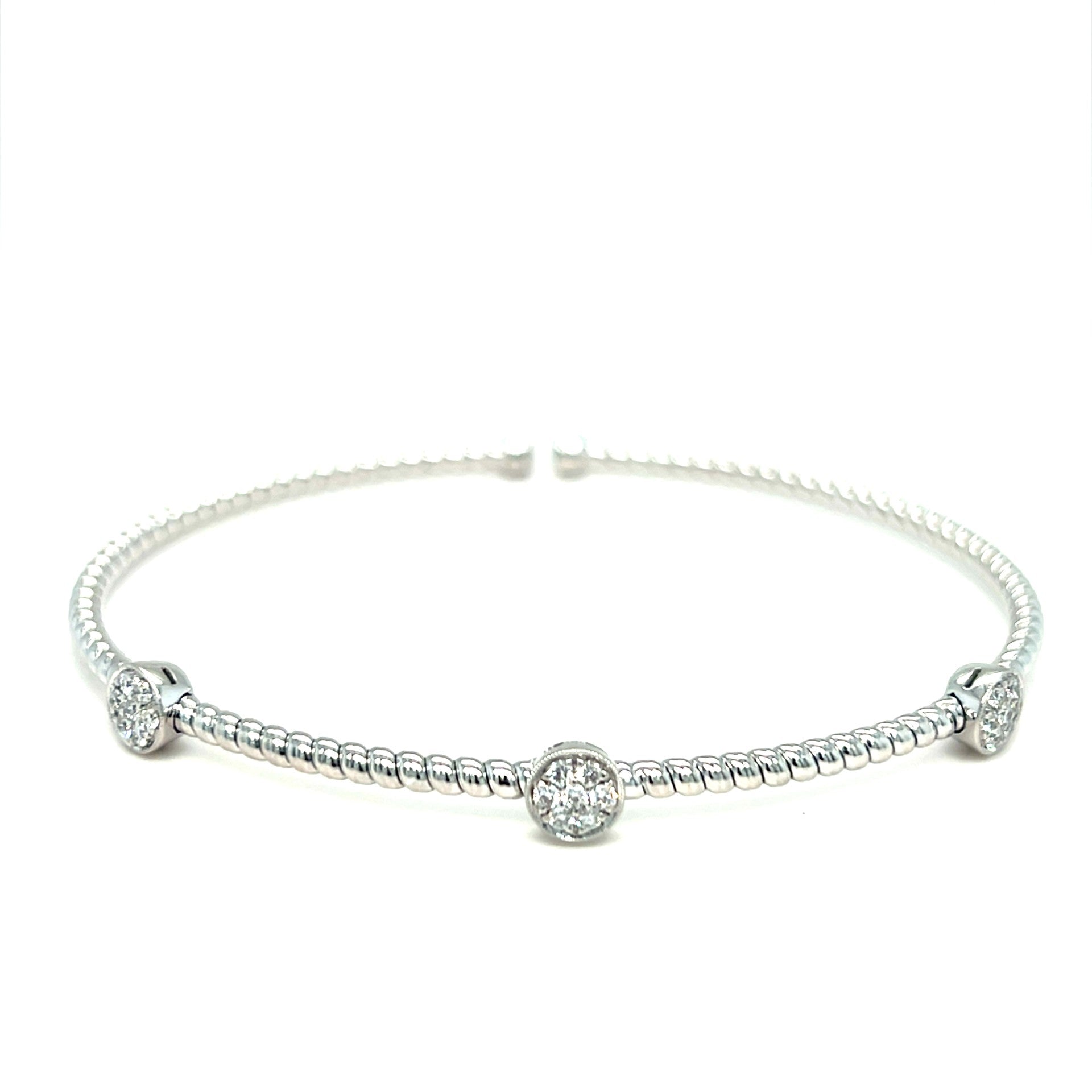 Ladies 18K White Gold Diamond Bangle Bracelet