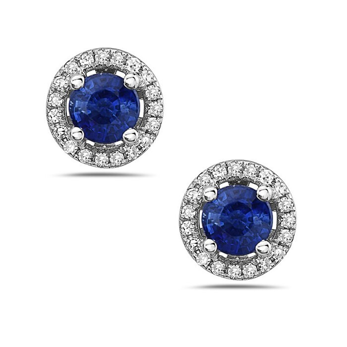 14K White Gold Sapphire Stud Earrings