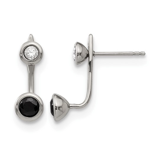 Stainless Steel CZ Drop Earrings