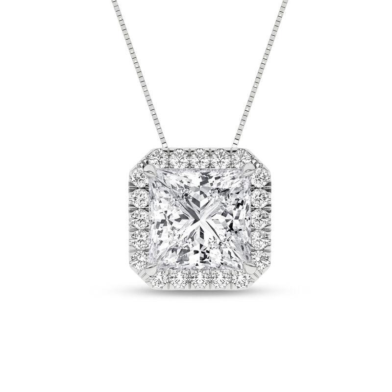 14K White Gold Lab Grown Diamond Halo Pendant