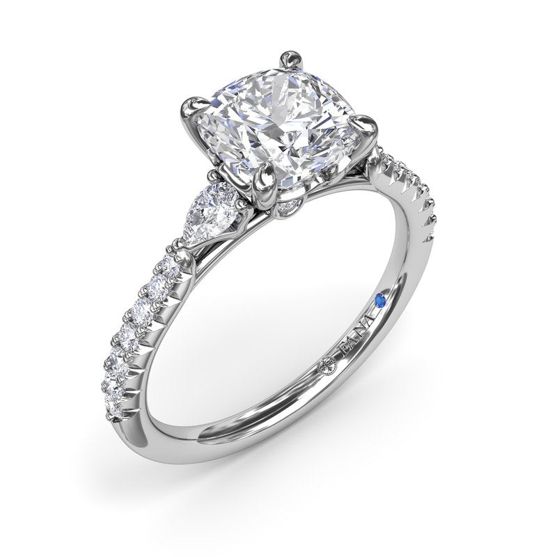 14K White Gold Diamond Accented Engagement Ring