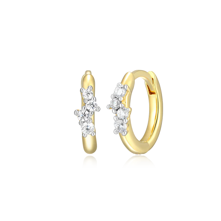 Sterling Silver Yellow Gold Plated Lab Grown Diamond Huggie Earrings