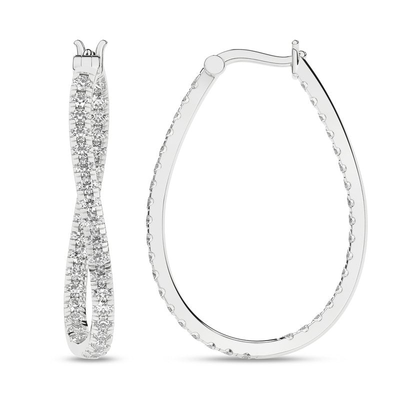 14K White Gold Lab Grown Diamond Hoop Earrings