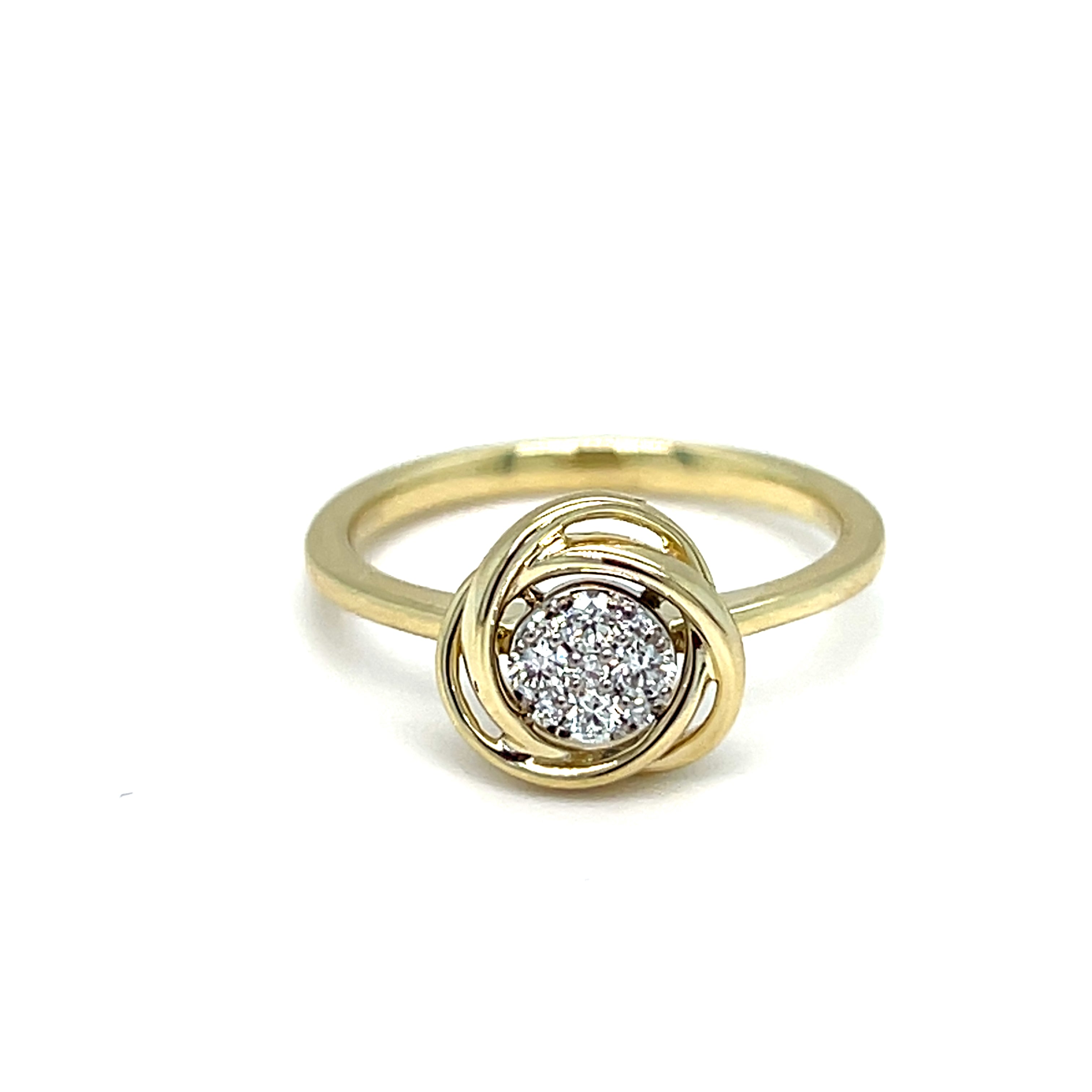 14K Yellow Gold Diamond Cluster Ring