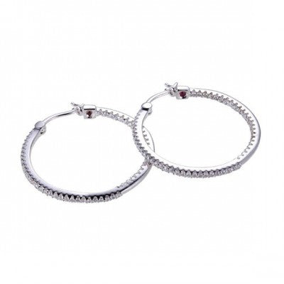 Sterling Silver CZ Hoop Earrings