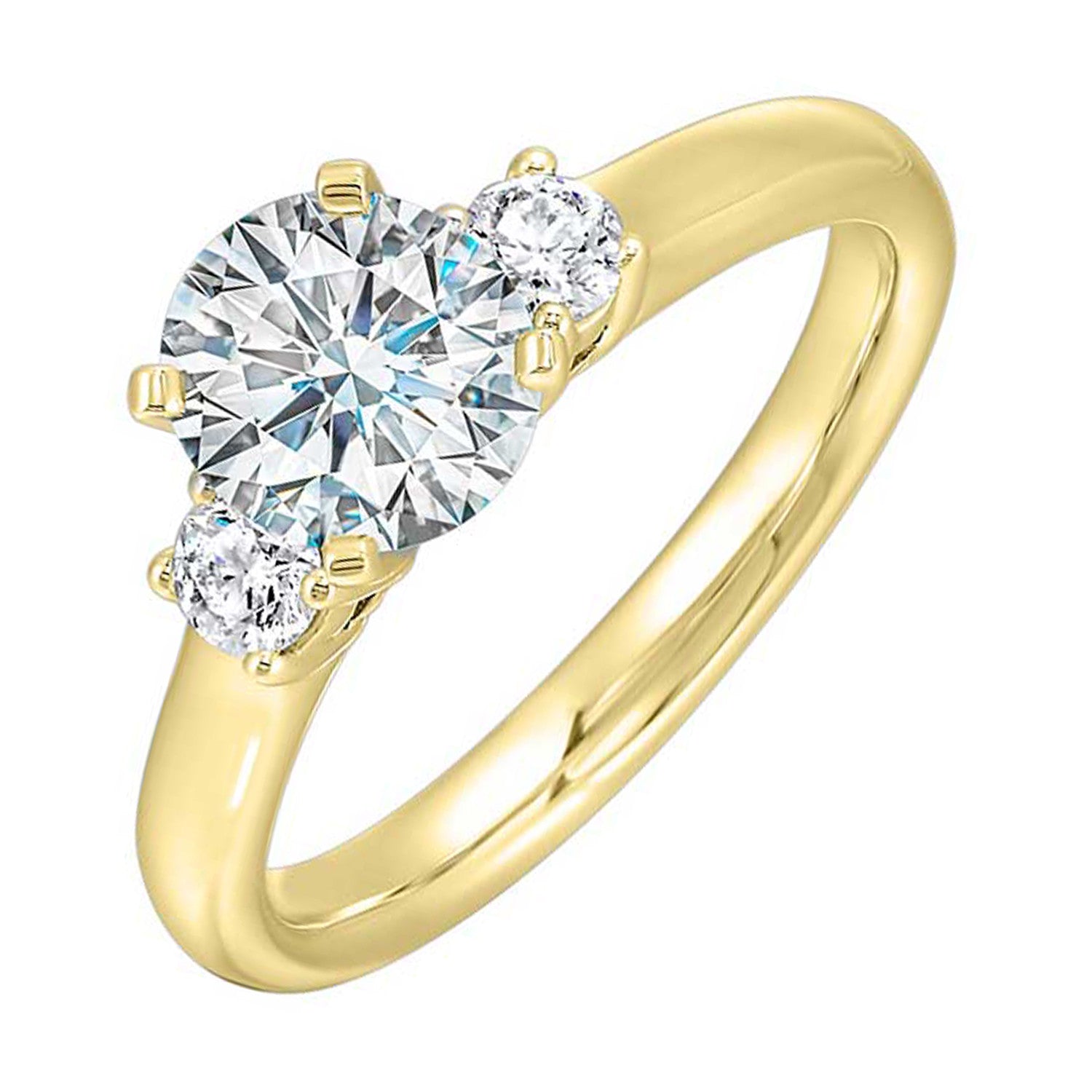 14K Yellow Gold Diamond 3 Stone Engagement Ring