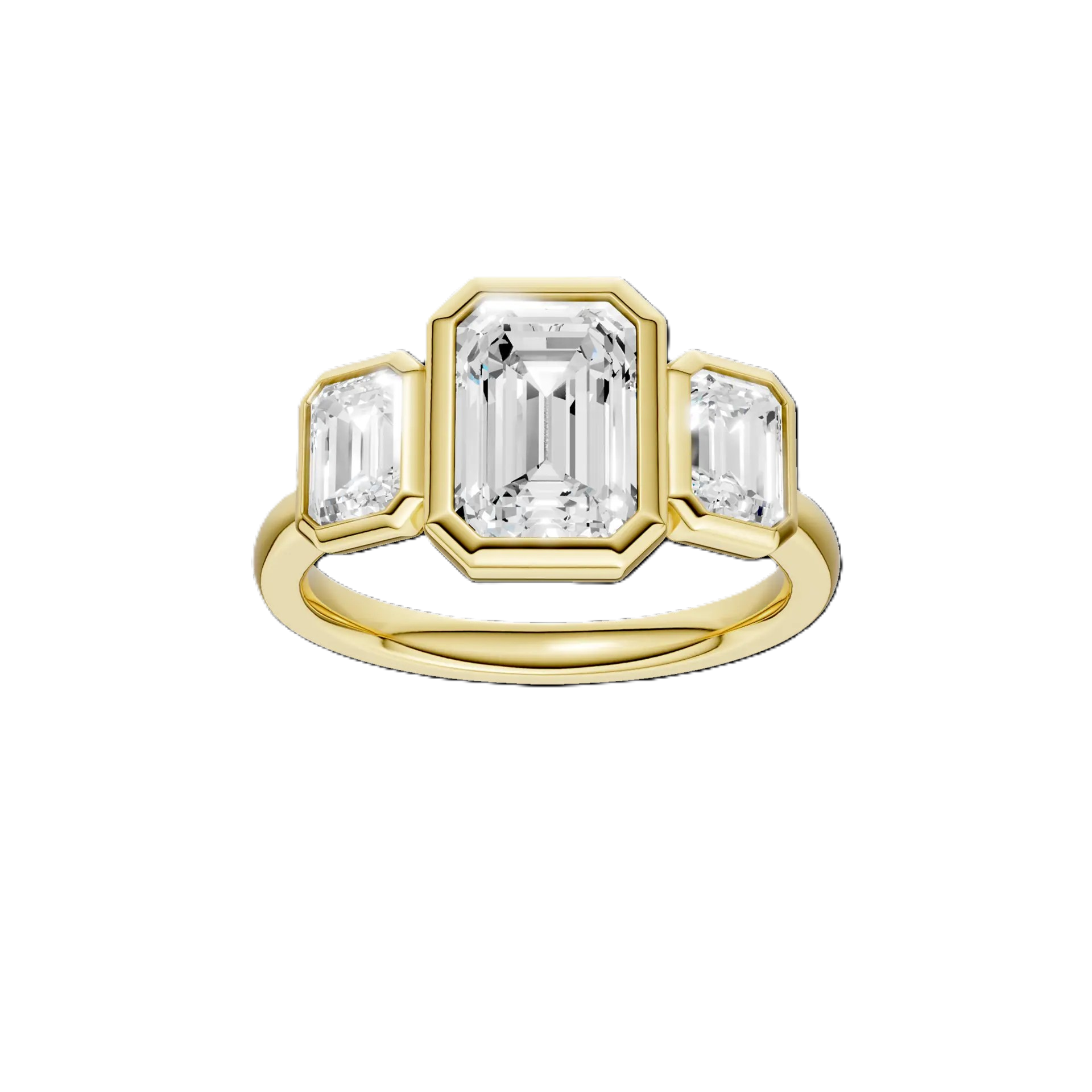 14K Yellow Gold Lab Grown Diamond 3 Stone Engagement Ring