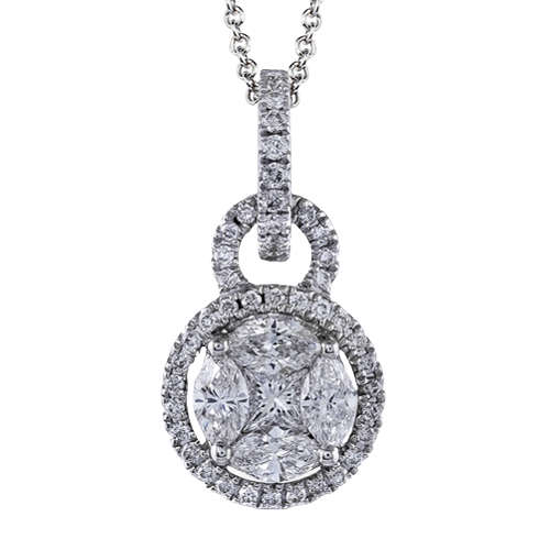 18K White Gold Diamond Cluster Pendant