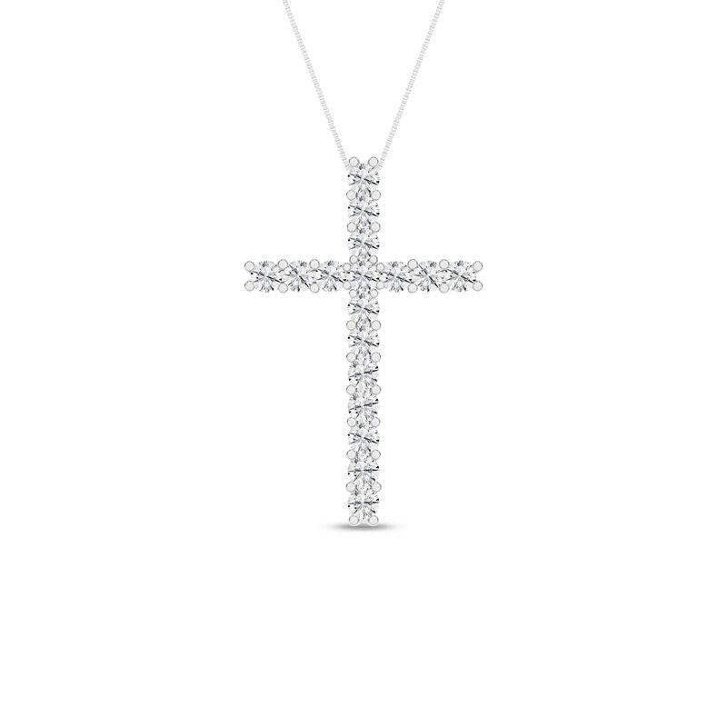 14K White Gold Lab Grown Diamond Cross Pendant