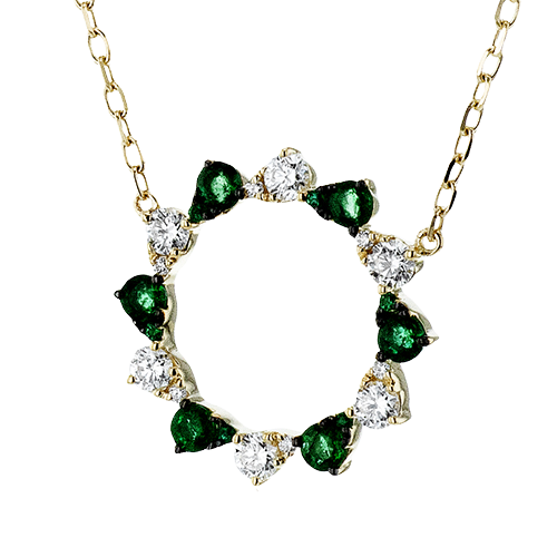 14K Yellow Gold Emerald Circle Pendant