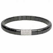 Women's Black Ceramic Diamond Stretch Bracelet