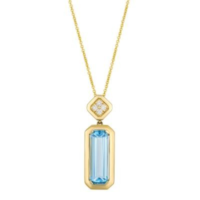 14K Yellow Gold Blue Topaz Drop Pendant
