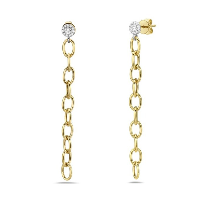 14K Two Tone Diamond Drop Earrings