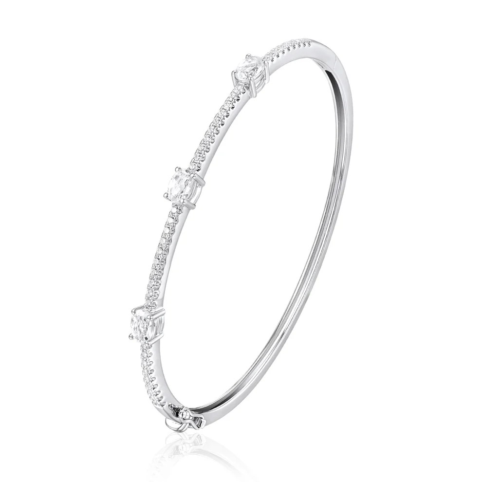 18K White Gold Diamond Bangle Bracelet