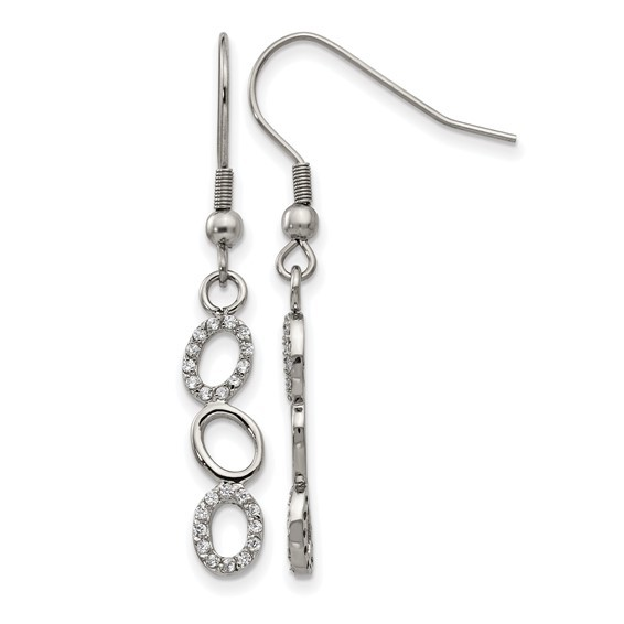 Stainless Steel CZ Drop Earrings