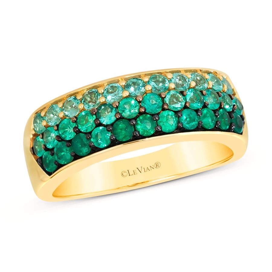 14K White Gold Emerald Contemporary Ring