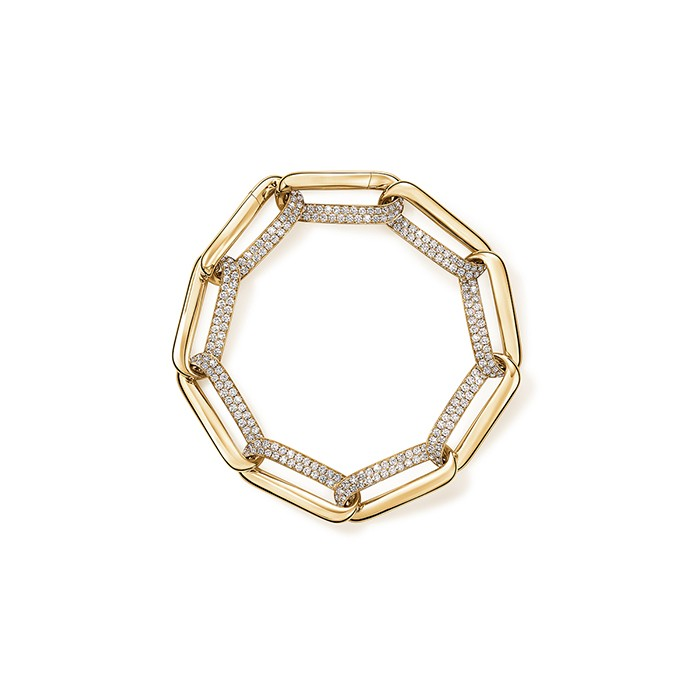 18K Polished Yellow Gold Diamond Fancy Link Bracelet