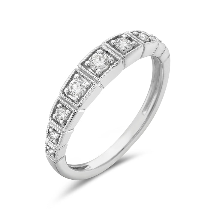 14K White Gold Diamond Stackable Ring