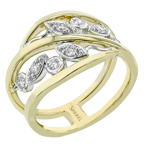 18K Two Tone Diamond Contemporary Ring
