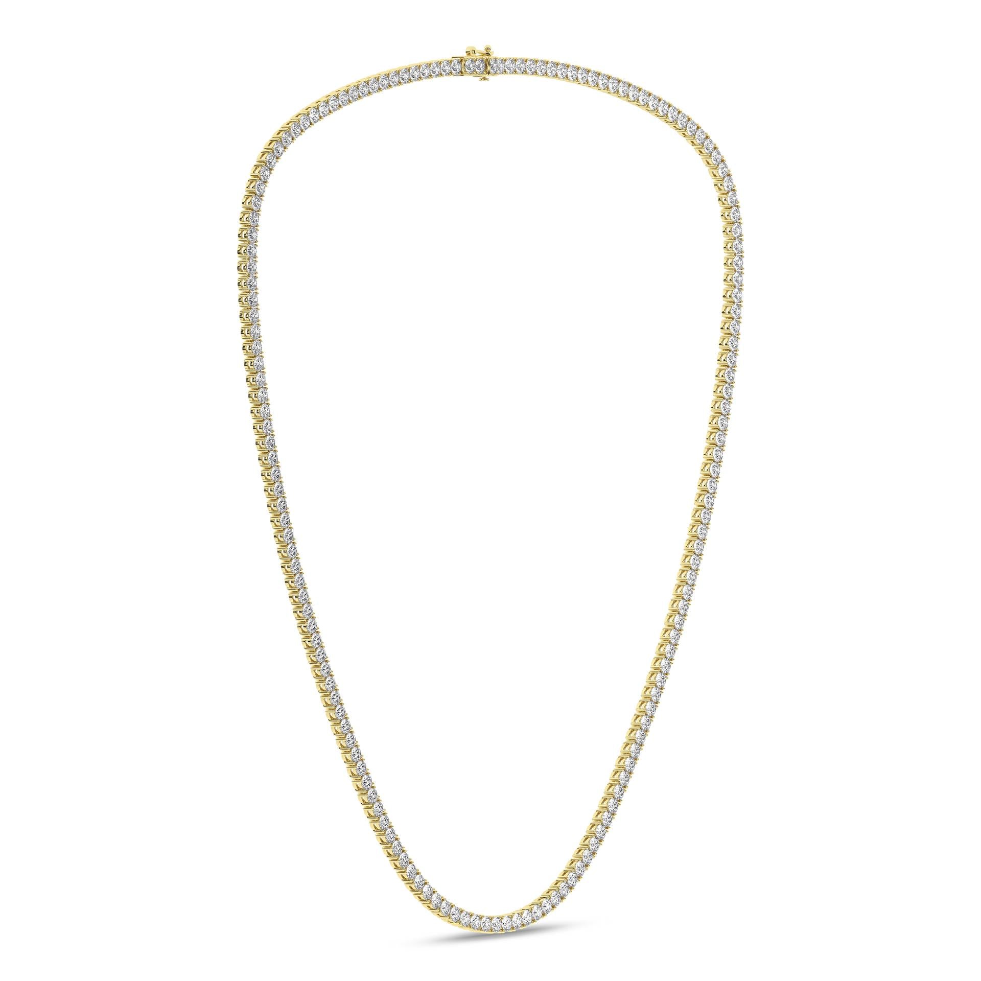 14K Yellow Gold Lab Grown Diamond Tennis Necklace
