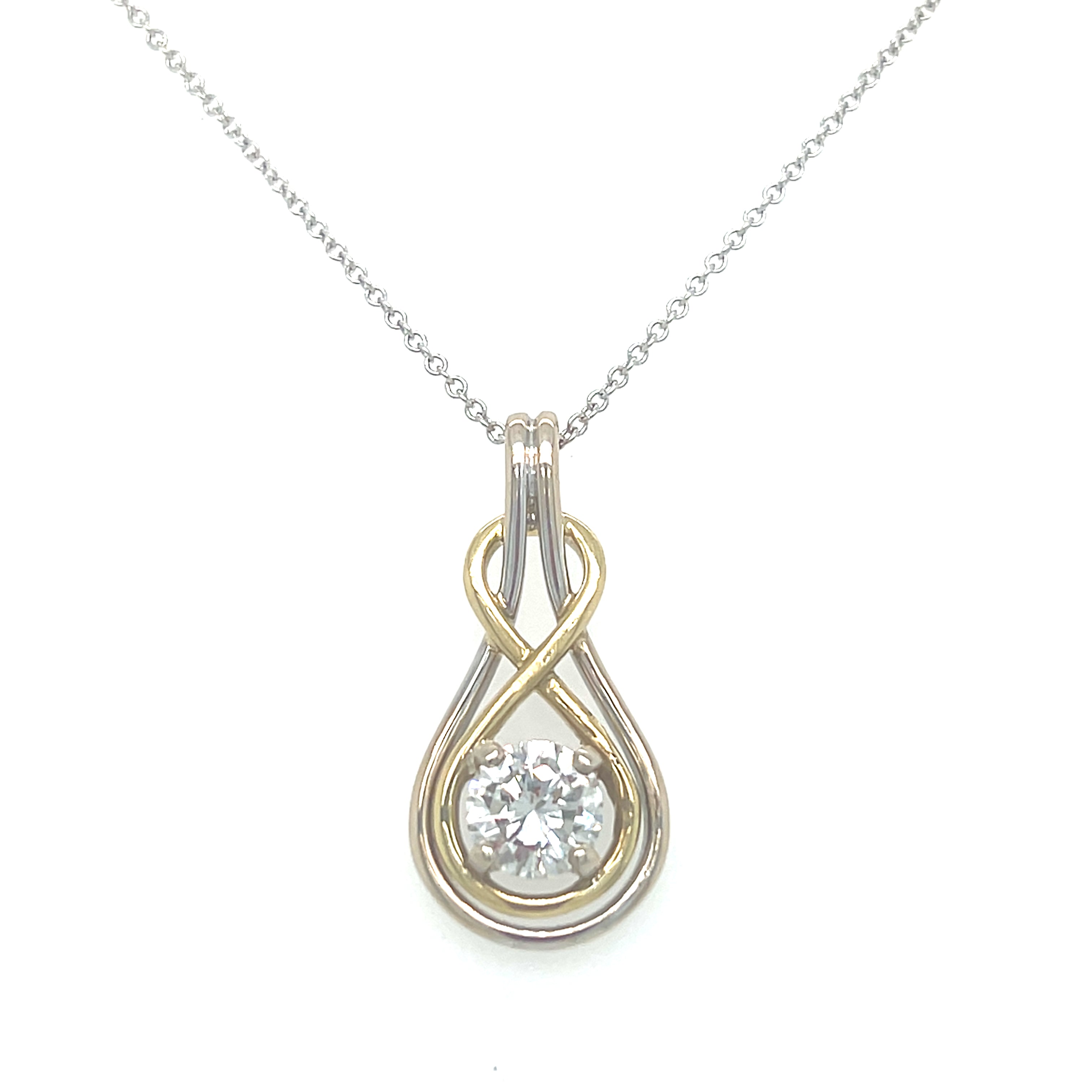 18K Two Tone Diamond Free Form Pendant