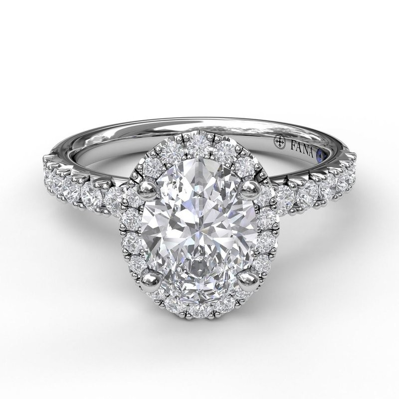 14K White Gold Diamond Halo Engagement Ring