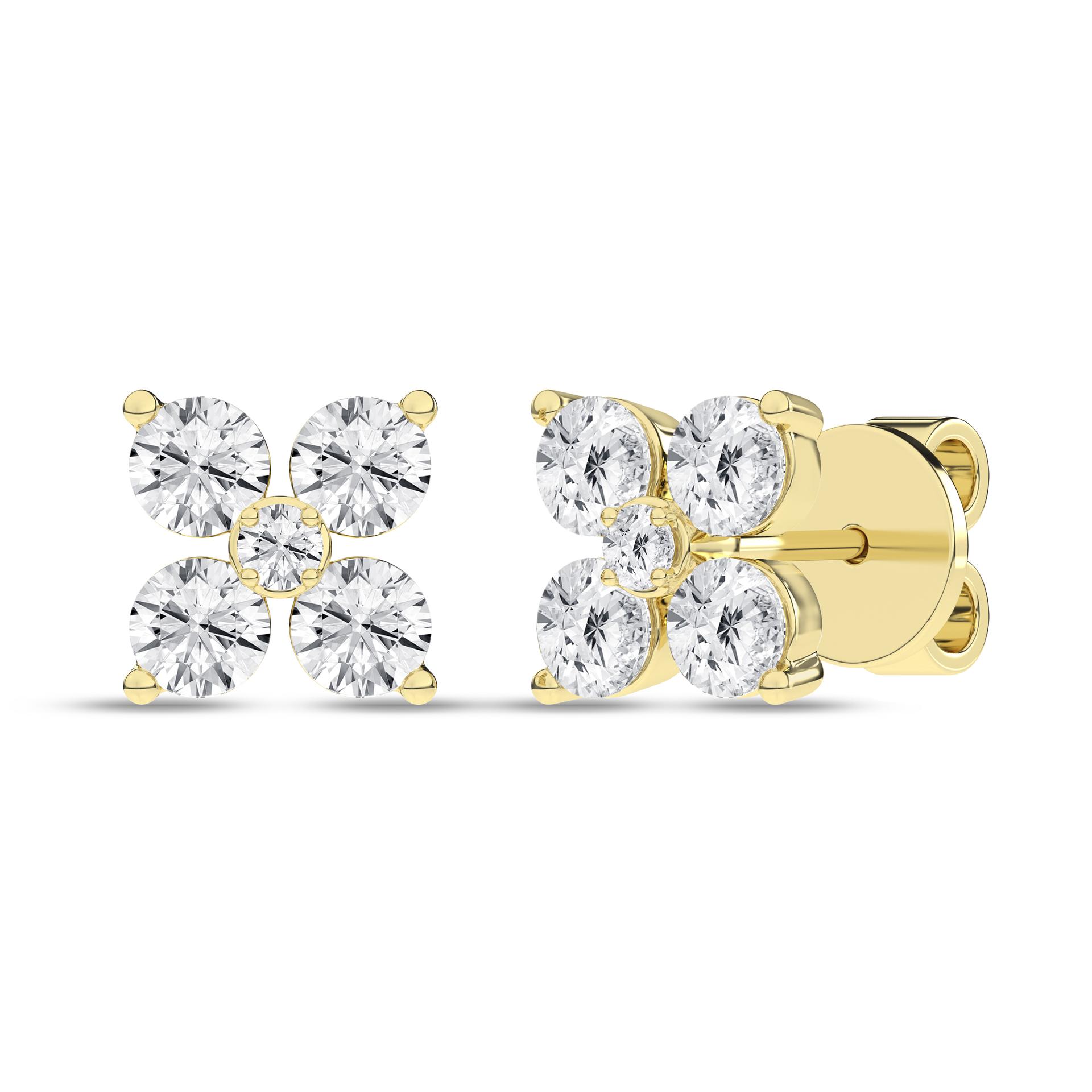 14K Yellow Gold Lab Grown Diamond Stud Earrings