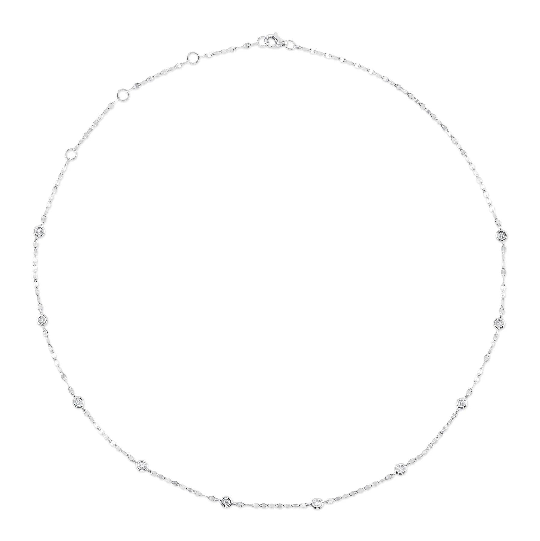 14K White Gold Diamond Station Necklace