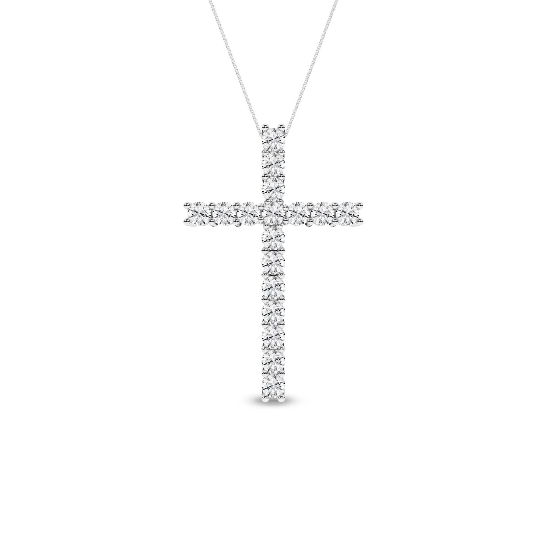 14K White Gold Lab Grown Diamond Cross Pendant