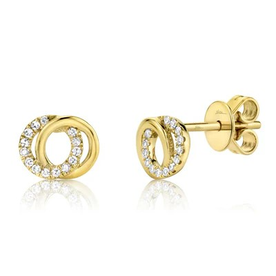14K Yellow Gold Diamond Stud Earrings