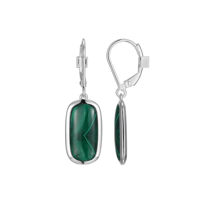 Sterling Silver Malachite Drop Earrings
