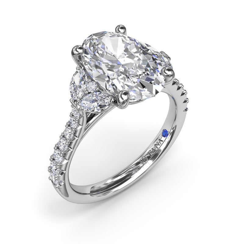 14K White Gold Diamond Accented Engagement Ring
