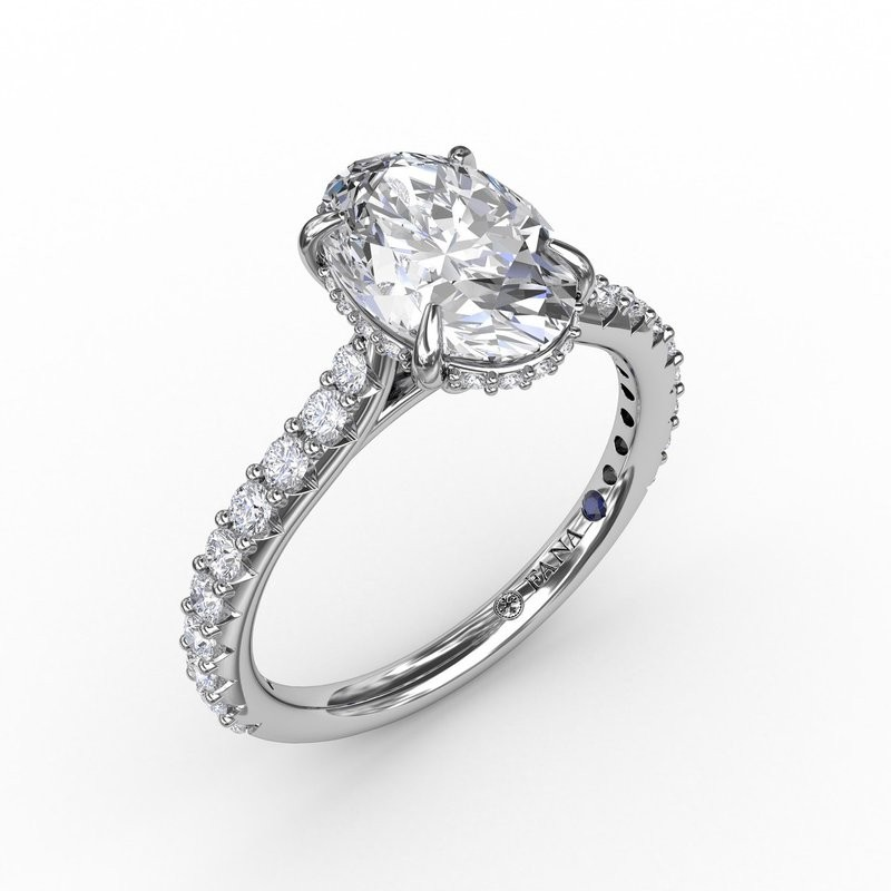 14K White Gold Diamond Hidden Halo Engagement Ring